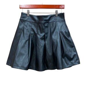 Grunge Goth Maverick Black Pleated Faux Leather Skirt Cosplay NWT M